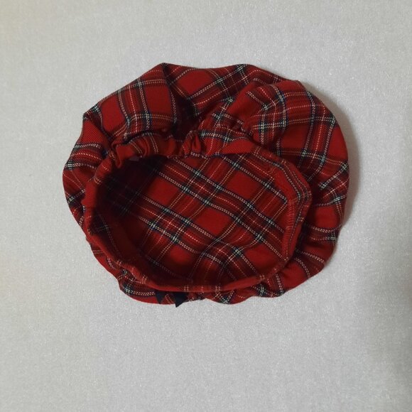 Baby Christmas Red Plaid Dress Coat w Dress, Velvet Collar, Hat Beret, EUC, 6-9m - Picture 7 of 12